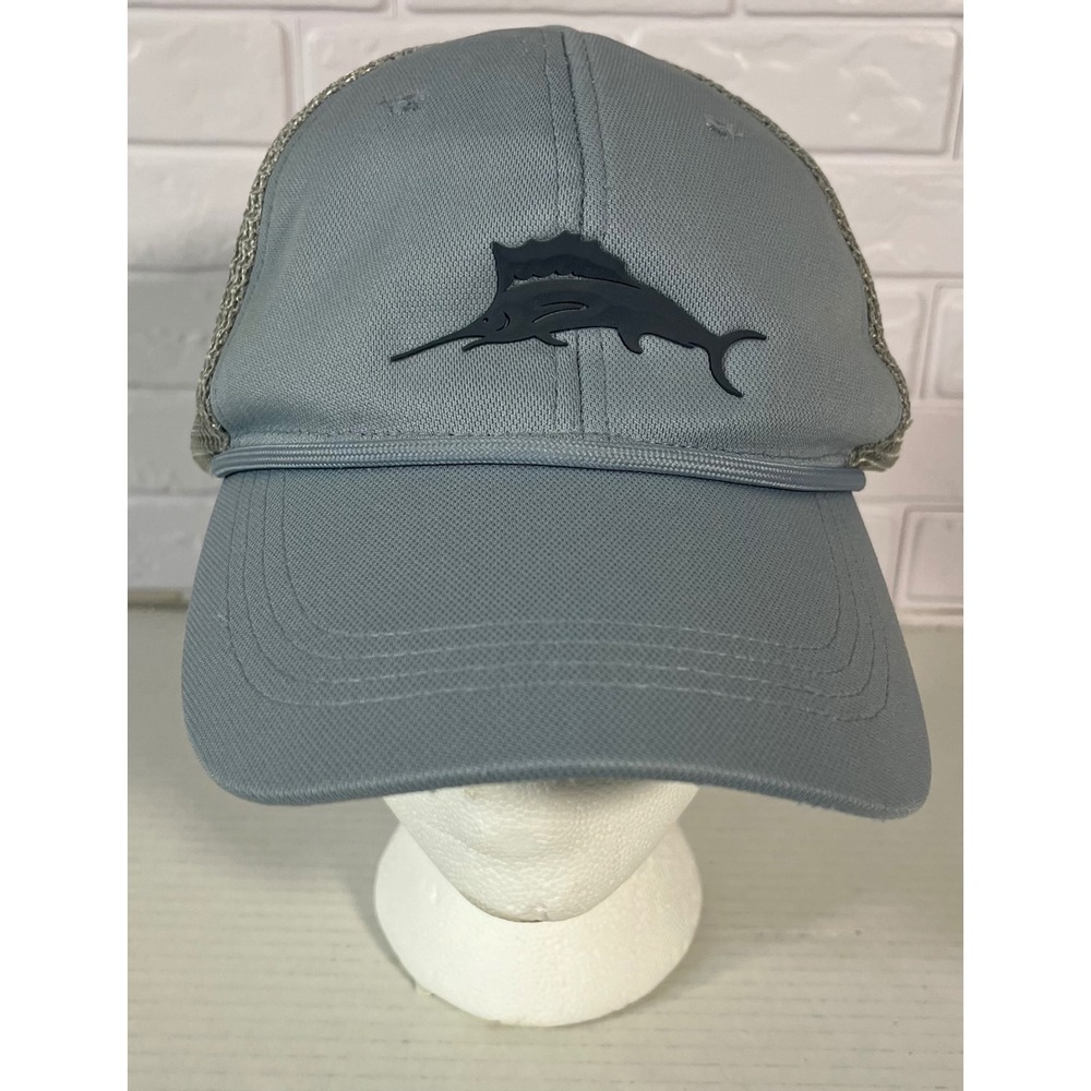 Tommy Bahama Trucker Hat Mens OSFA Grey Marlin Logo Baja Margarita Mesh Cap